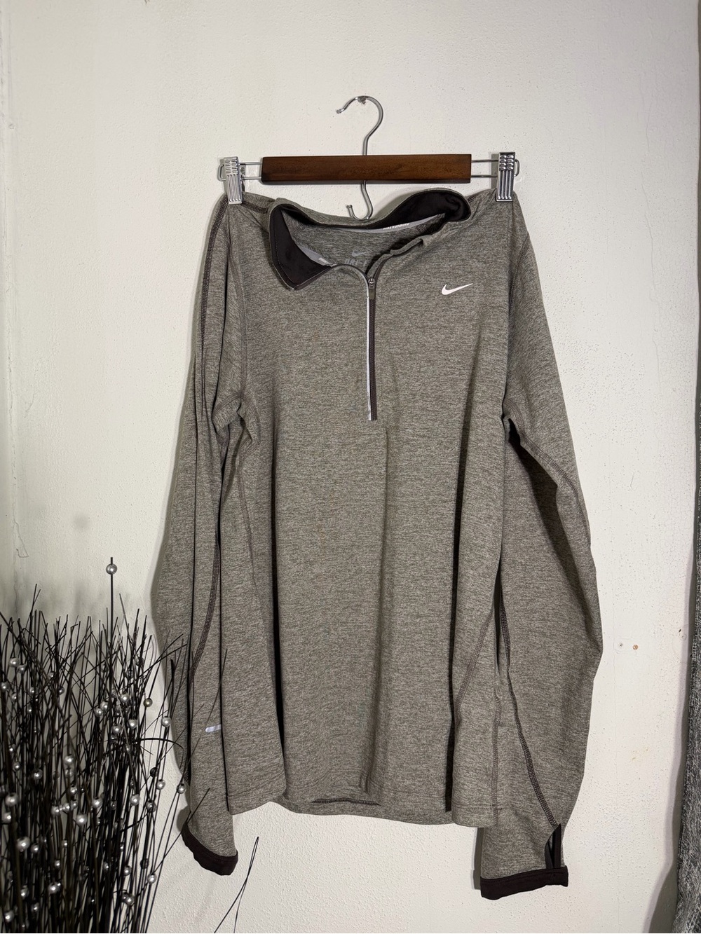 Nike Gray Dri-FIT Running Pullover with White Logos